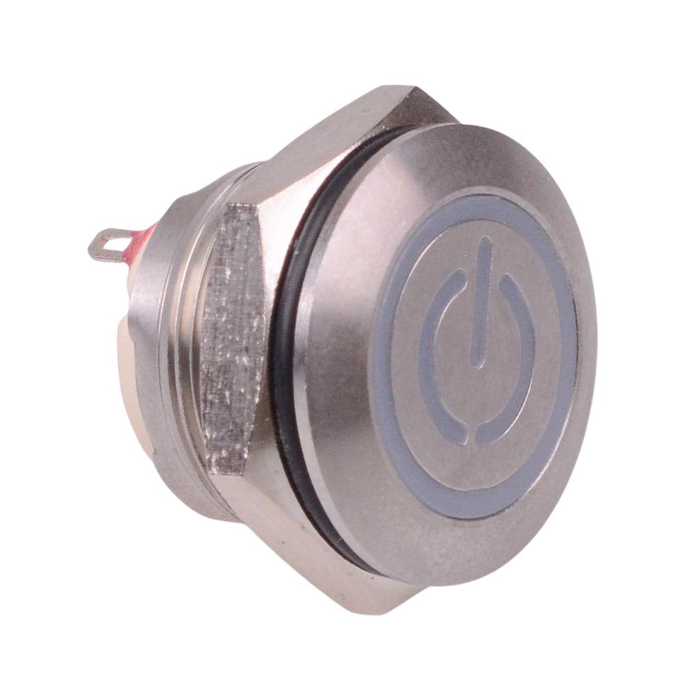 AV9SLD2487011K Momentary 19mm White Power LED illuminated Vandal Push Button Switch IP67