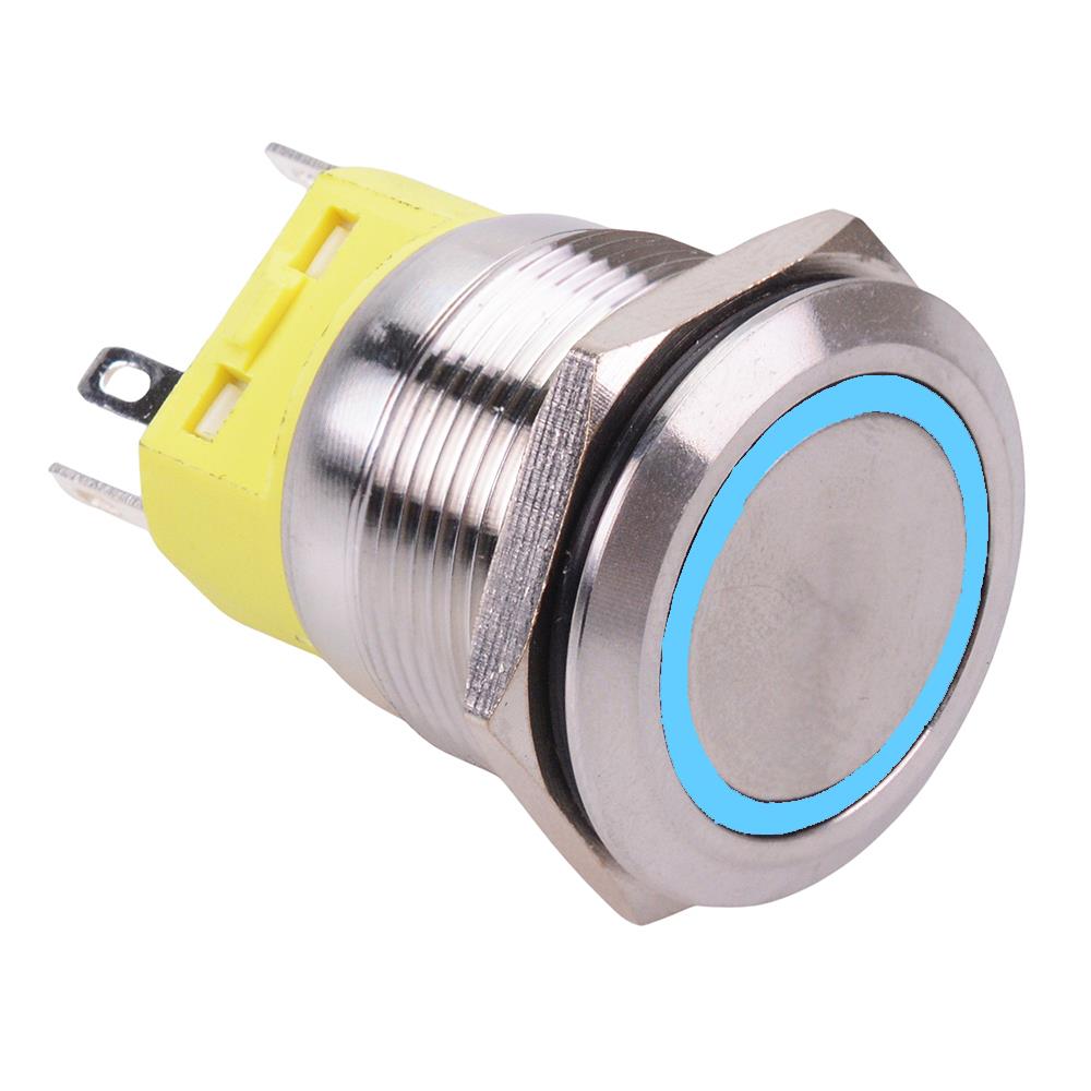 Blue LED On-(On) Momentary 22mm Vandal Resistant Push Button Switch SPDT