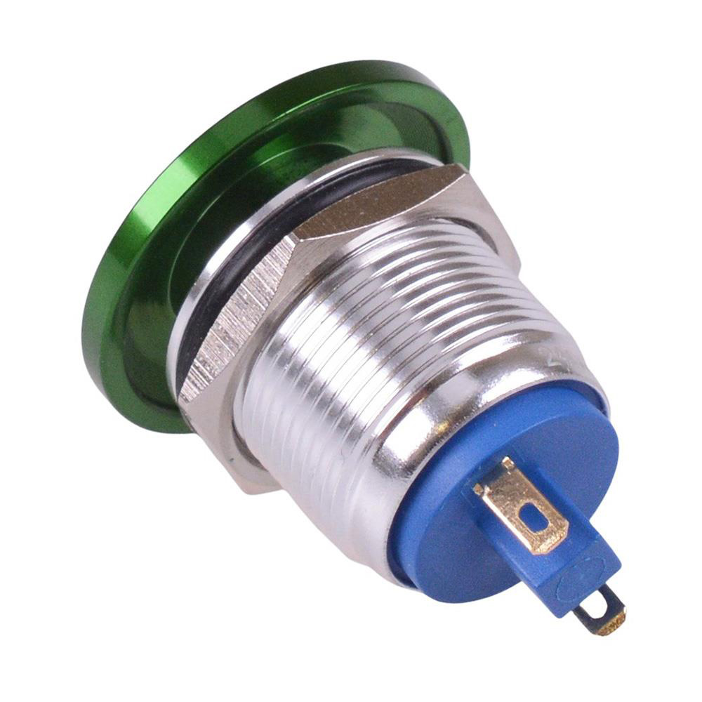 Green Mushroom Momentary 19mm Metal  Push Button Switch IP65 NO