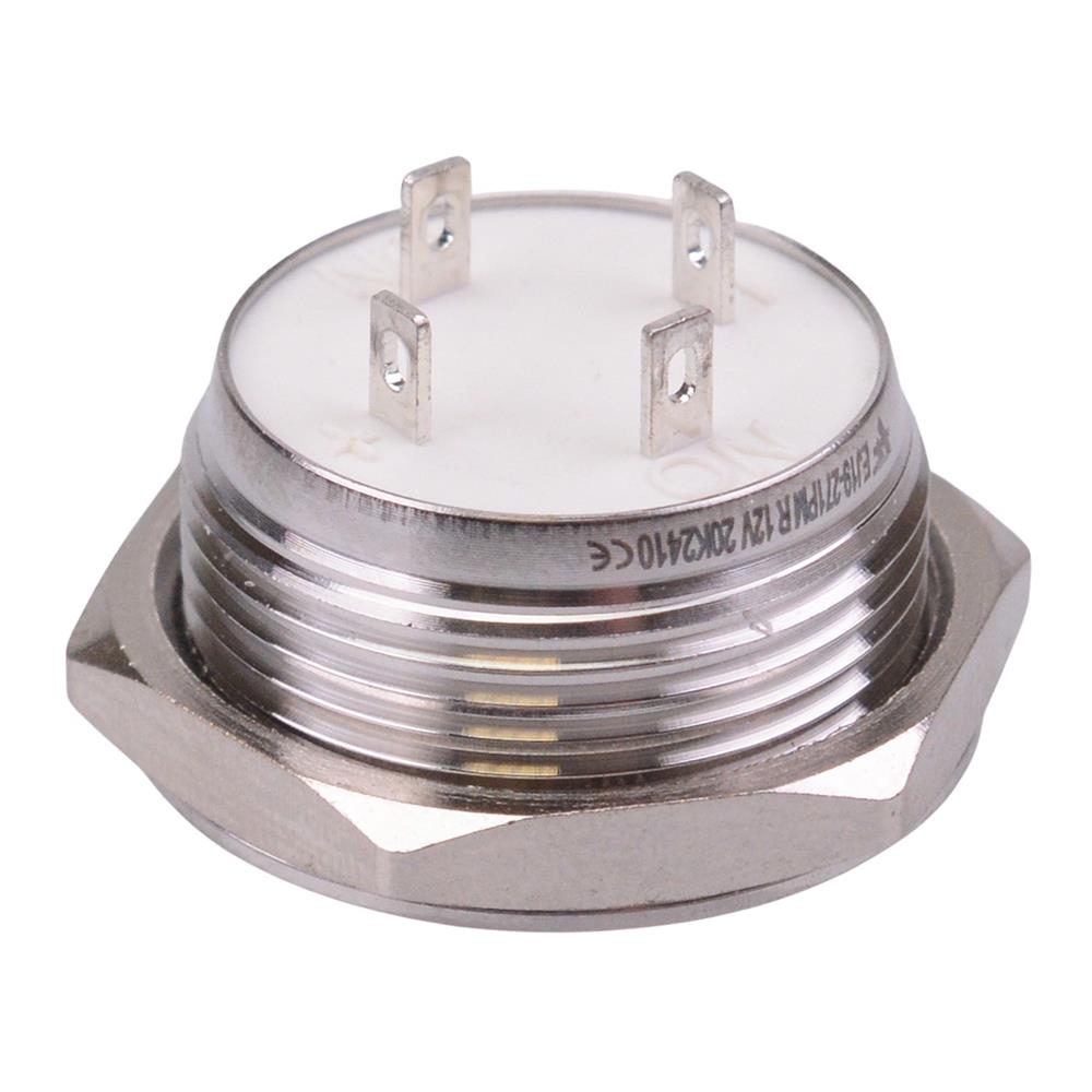 Red 12V Vandal Off-(On) Momentary 19mm Short Push Button Switch SPST