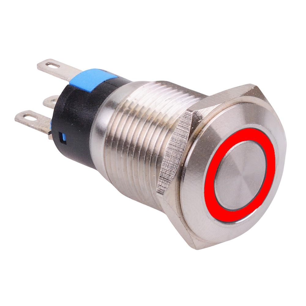 Red LED 16mm Momentary Vandal Push Button Switch 3A SPDT