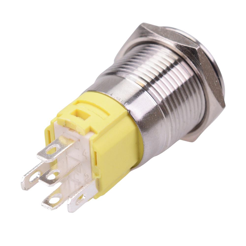 Red LED Power On-(On) Momentary 16mm Vandal Push Button Switch SPDT