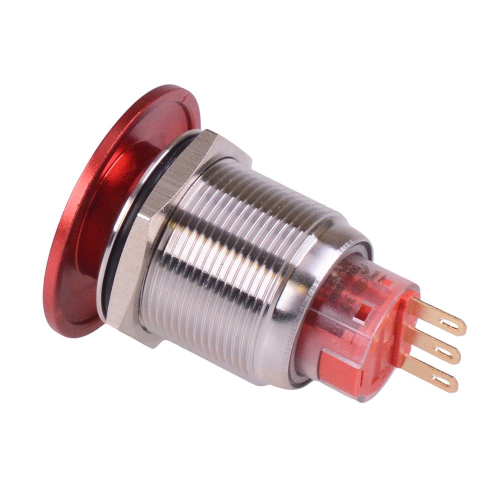 Red Mushroom Momentary 22mm Push Button Switch Stainless Steel IP67 NO/NC