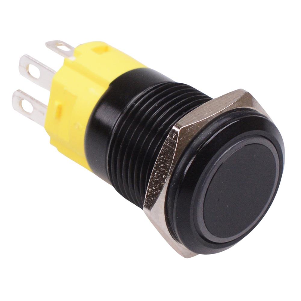 RGB 16mm Black Latching Vandal Metal Push Button Switch 12V SPDT