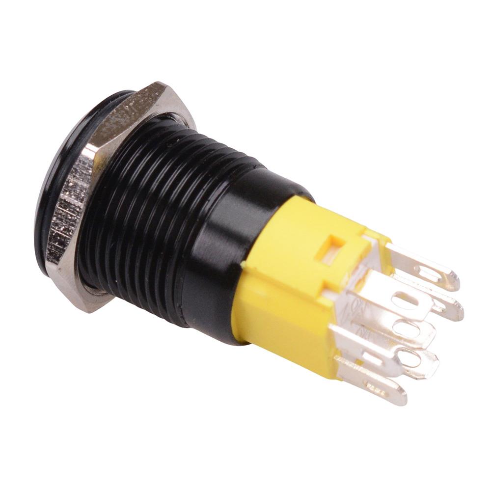 RGB 16mm Black Latching Vandal Metal Push Button Switch 12V SPDT