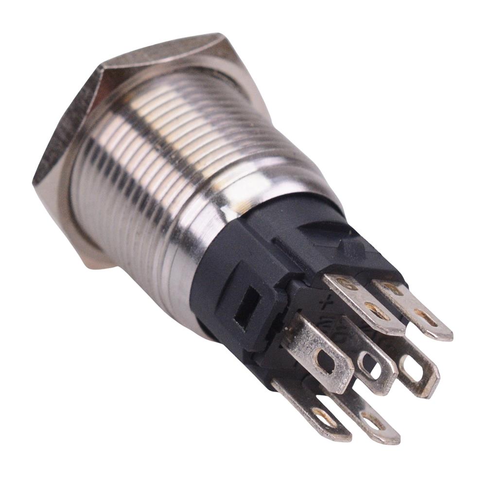 RGB Latching 16mm Vandal Resistant Push Button Switch 12V SPDT