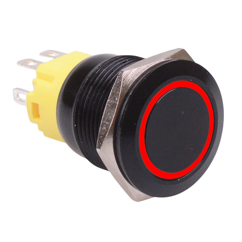 RGB Latching 19mm Black Vandal Resistant Push Button Switch 12V SPDT