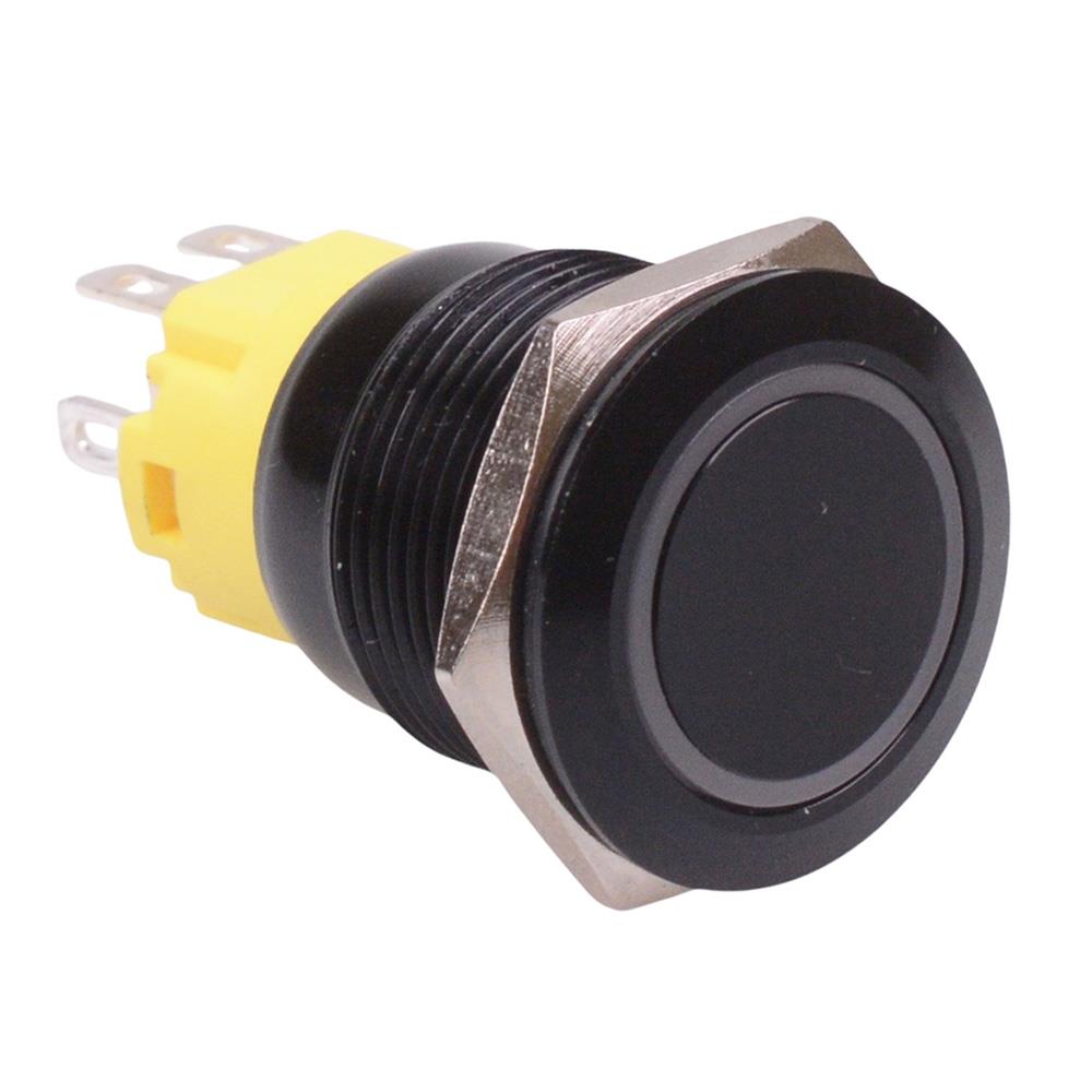 RGB Latching 19mm Black Vandal Resistant Push Button Switch 12V SPDT