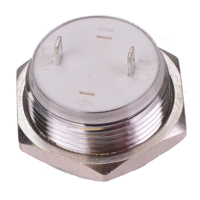 Vandal Resistant Off-(On) Momentary 19mm Short Push Button Switch SPST