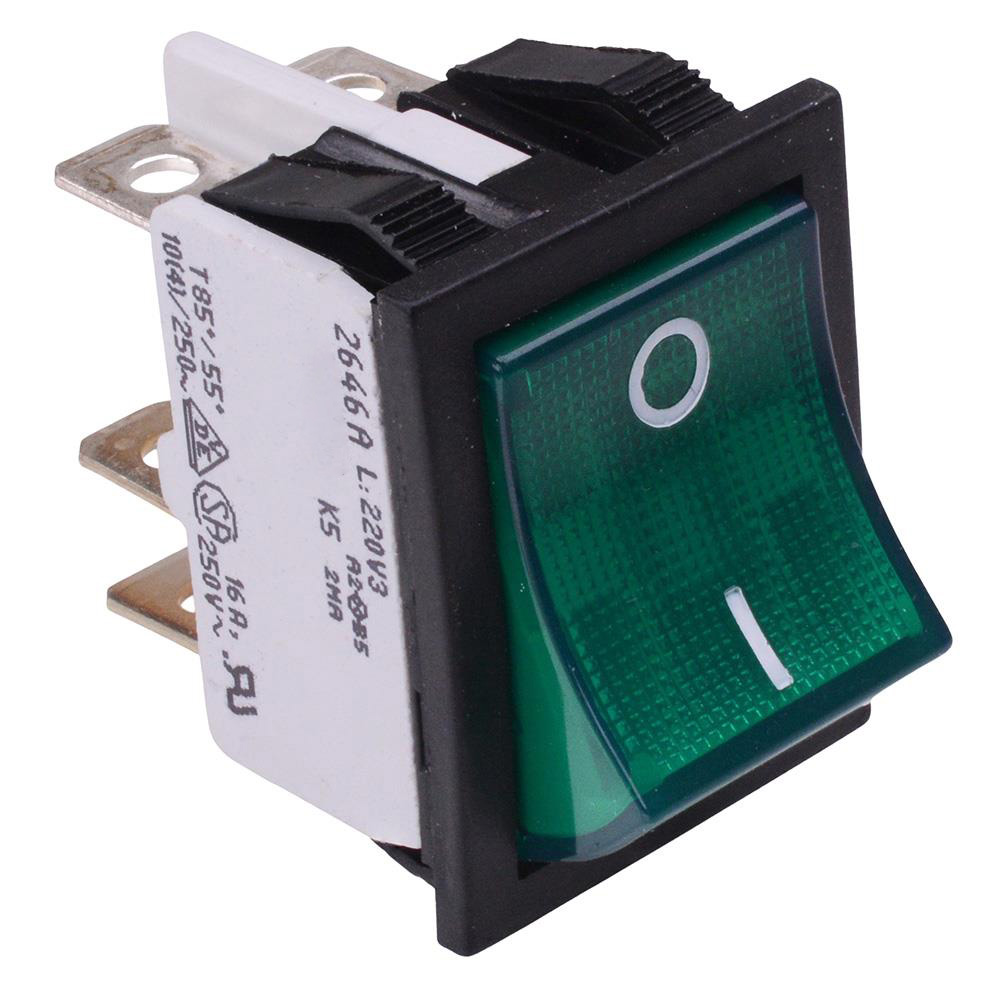 2646LH/2A23321L220V3 220V Green illuminated On-On Industrial Rocker Switch DPDT 16A