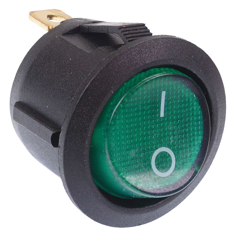 Green illuminated On-Off Round Rocker Switch 12V SPST
