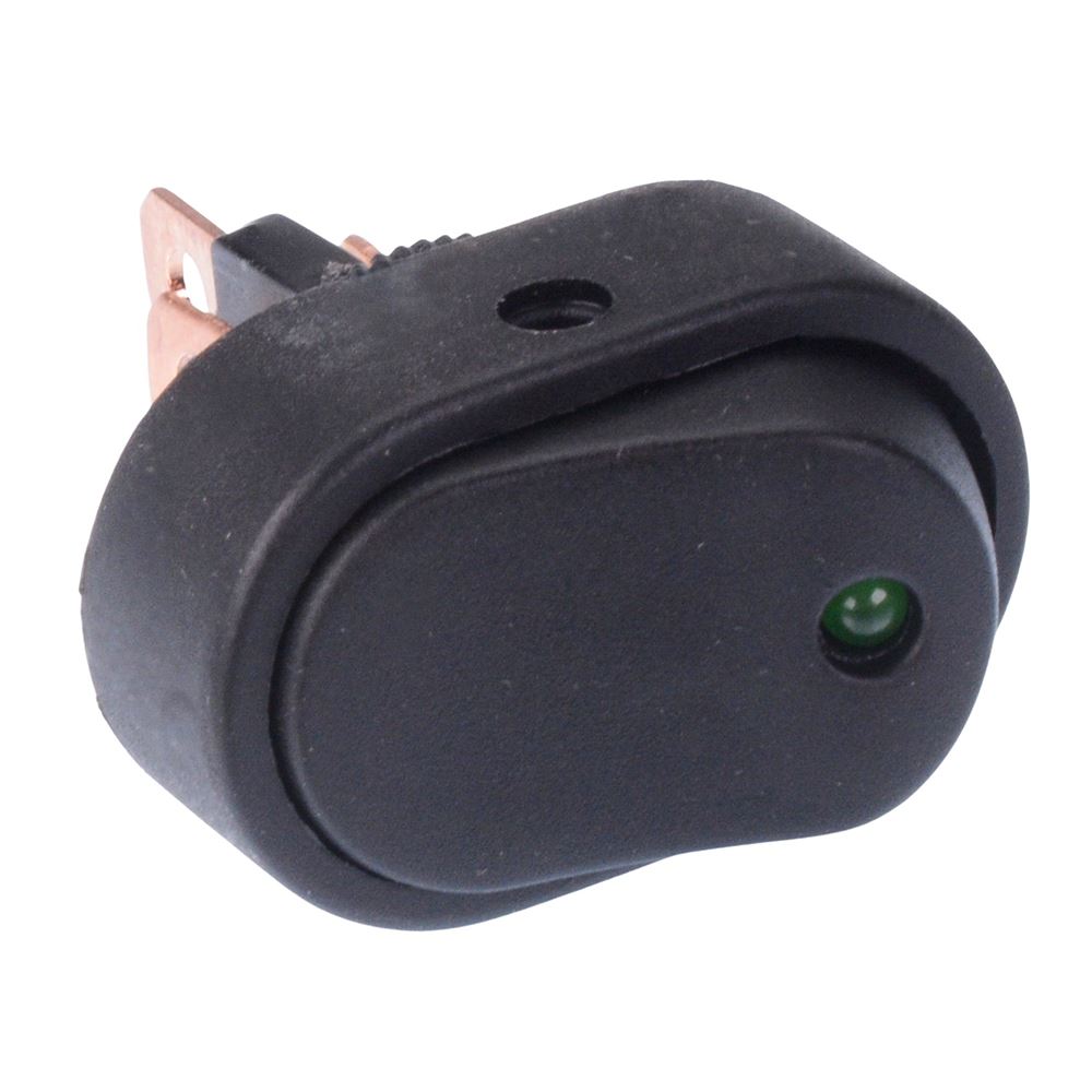 Green LED Oblong On-Off Rocker Switch SPST 20A 12V