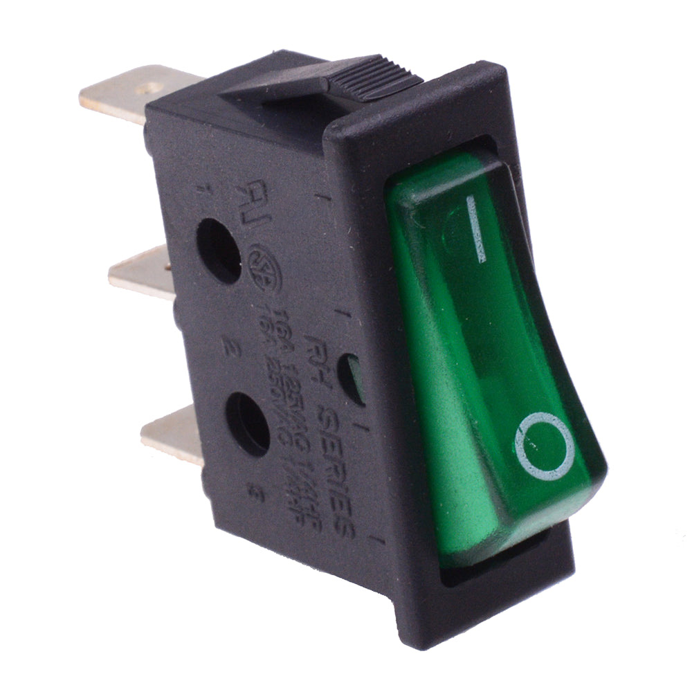 Green On-Off 110V illuminated Rocker Switch SPST 16A
