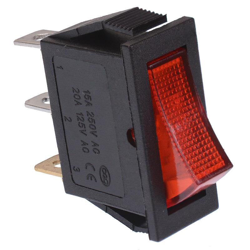 Red On-Off Rectangle Rocker Switch 230V 15A