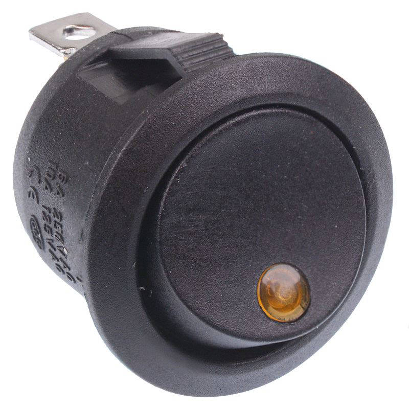 Yellow illuminated Dot On-Off Round Rocker Switch 12V SPST