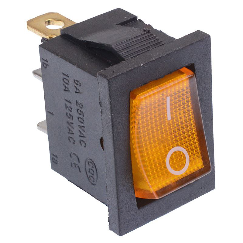 Yellow illuminated On-Off Rectangle Rocker Switch 12V SPST