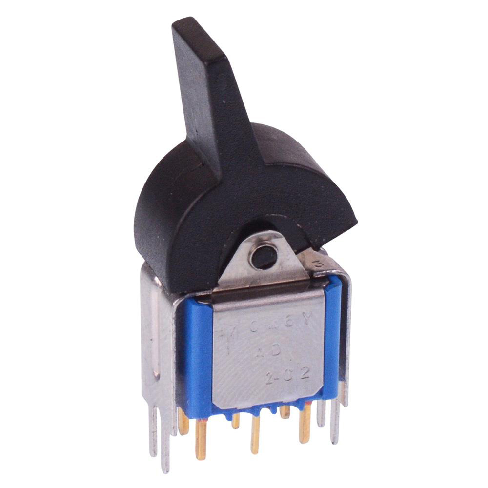 7046YADB Black Paddle On-On PCB Rocker Switch DPDT 4A 30VDC