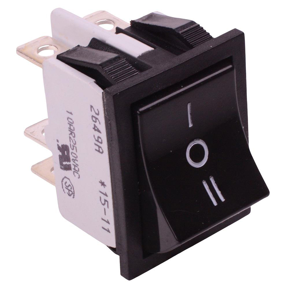 2649LH2A232045 Black On-Off-On Industrial Rocker Switch DPDT 10A