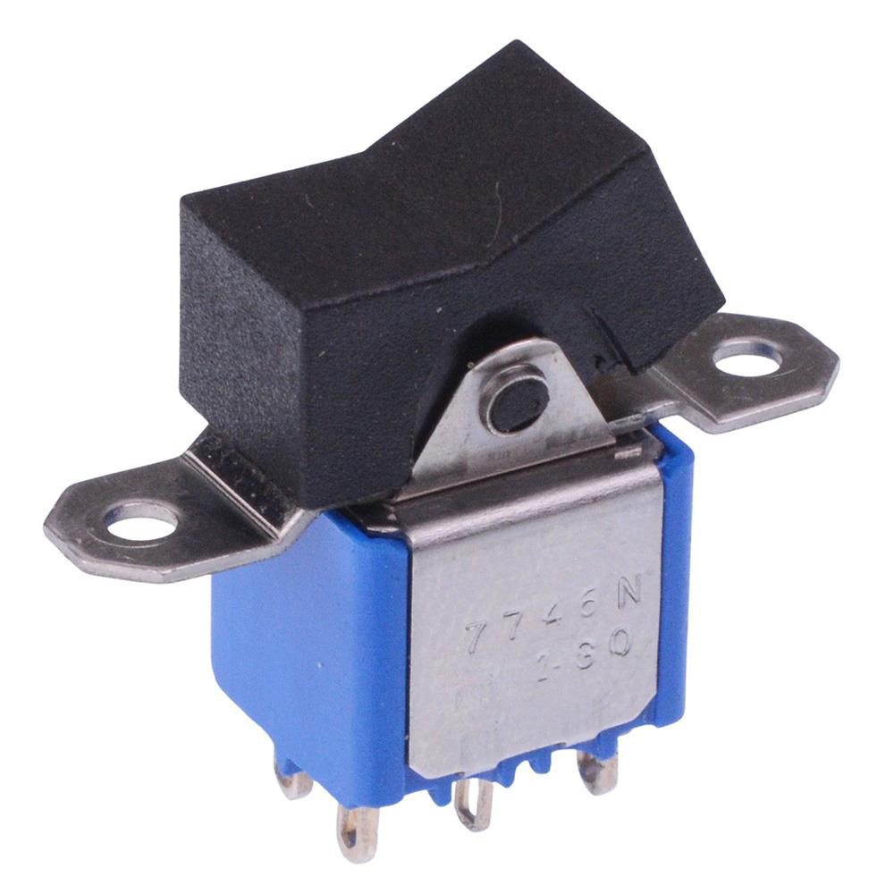 7746NA Black On-On Panel Mount Rocker Switch DPDT 4A 30VDC