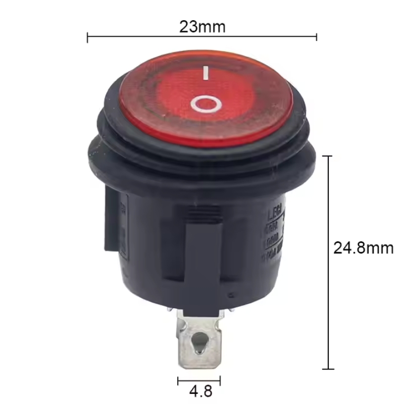 IP65 6A Waterproof on off Switch Mini Rocker Switch 3 PIN KCD2 RED Illuminated Rocker Switches