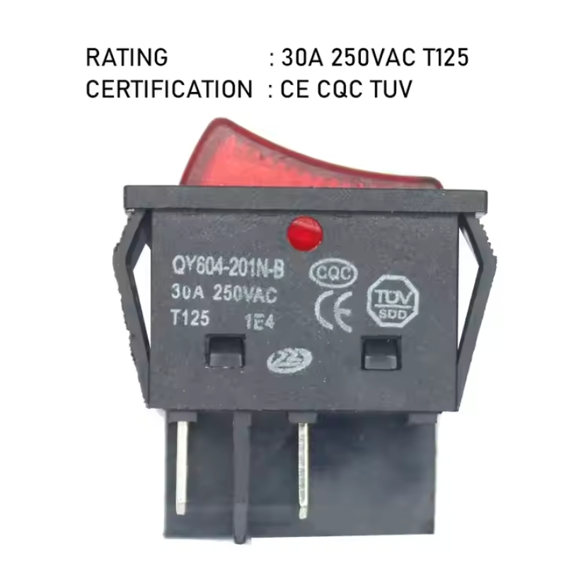 Large Size Large Current 4PIN on Off Red Light Welding Machine KCD4 Heavy Duty 30A Round Rocker Switches