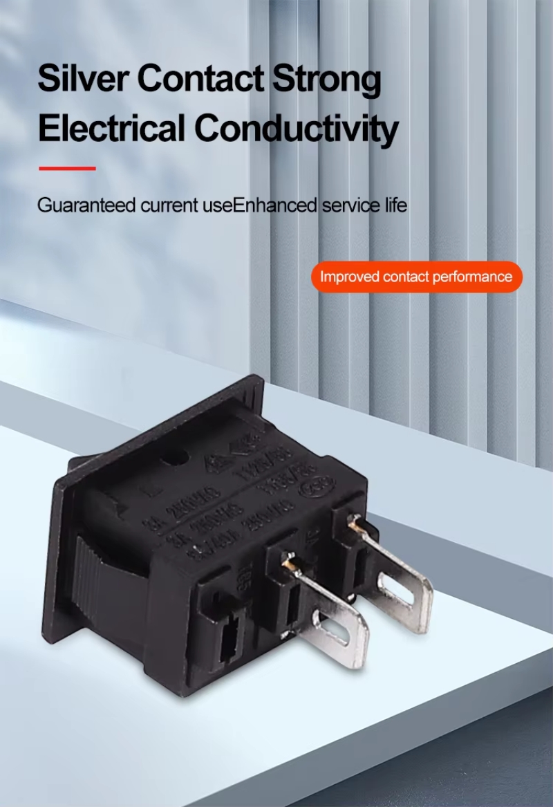 Rectangle Rocker Switches 2-Pin UL Certified Momentary On-Off-On Rocker Switch 250VAC110V Double Pole Rocker Switch
