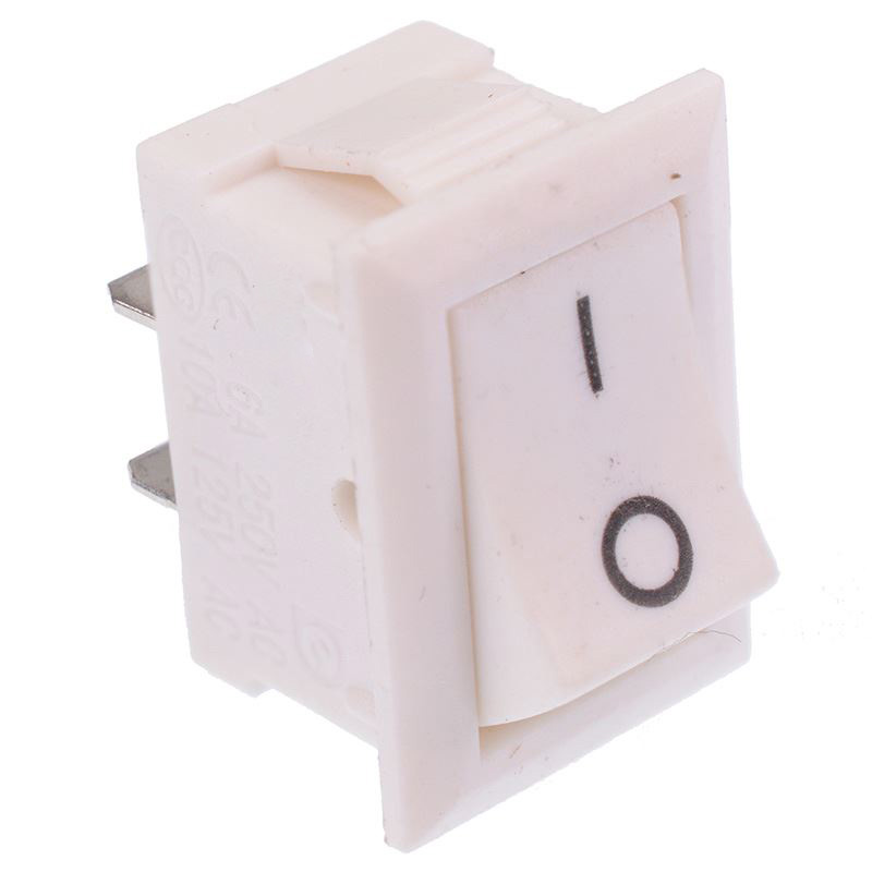 White On-Off Rectangle Rocker Switch SPST