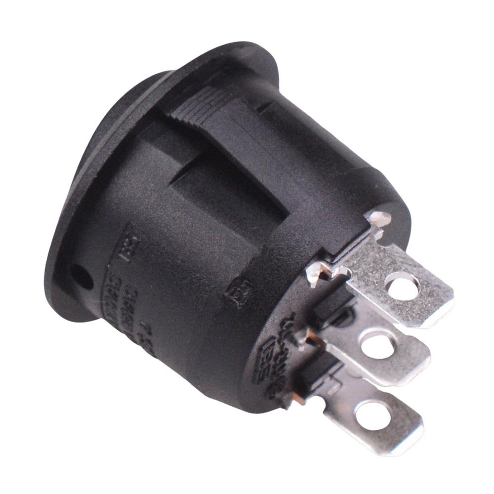 On-Off-On Black Round Rocker Switch SPDT R13-112D-02