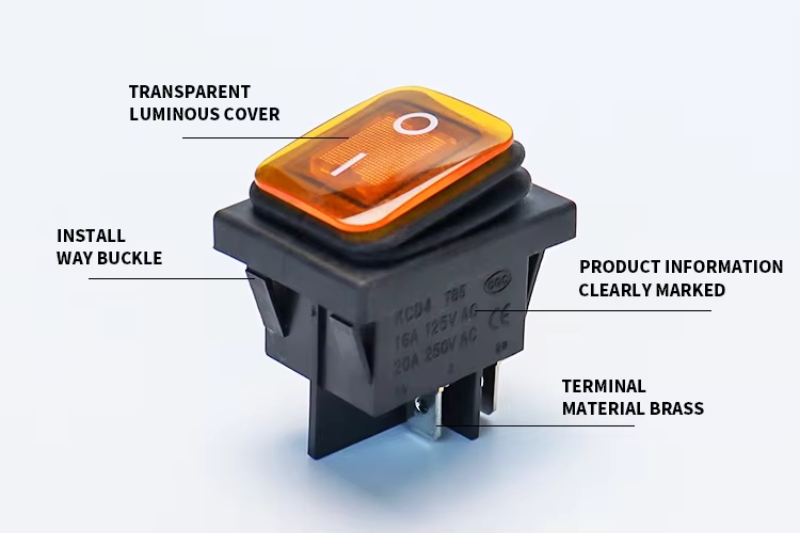 Rocker Switch Waterproof Led on off 16a 250v Mini 2pin Momentary Round Rocker Switches Panel Electric Rocker Switches
