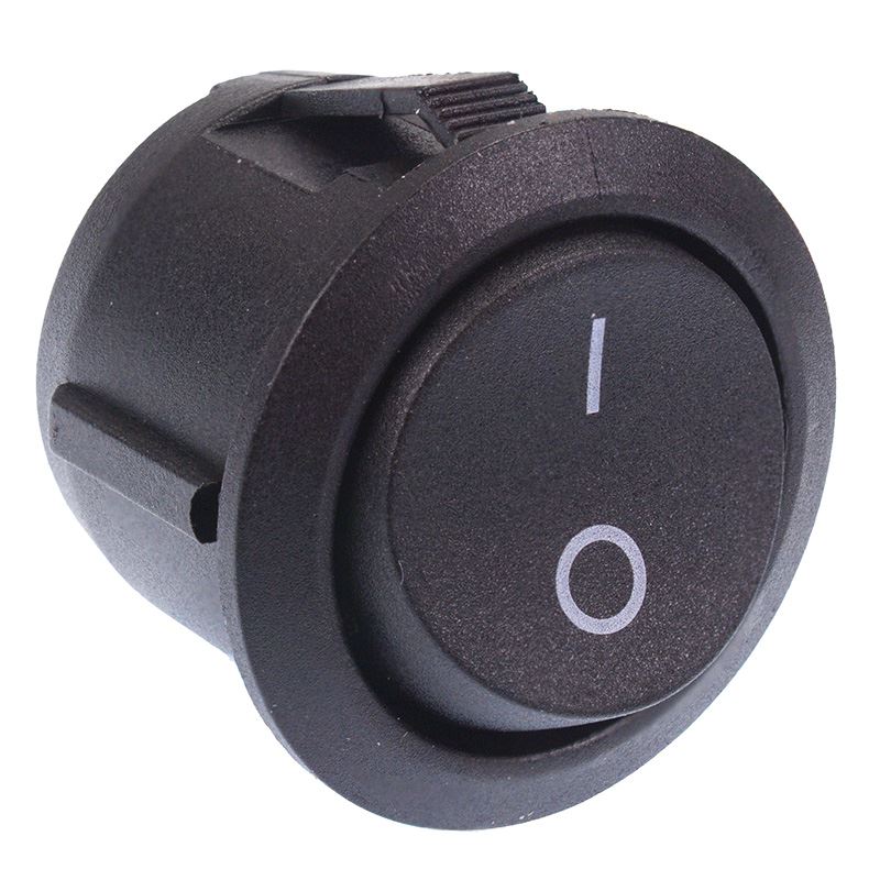 Round Black On-Off Rocker Switch 20mm SPST