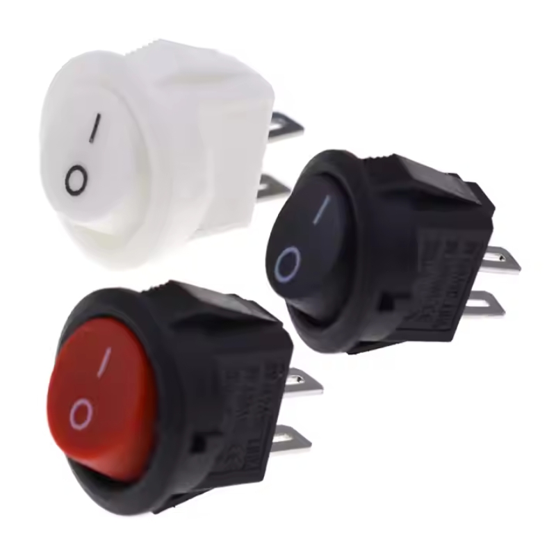 Round Rocker Switches KCD1-204 with Solid Cover 15MM Circle Type 2pins 2 Levels on OFF Rocker Switch