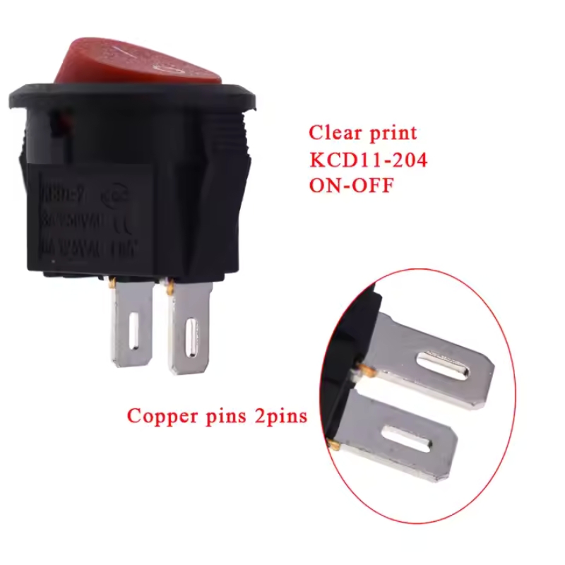 Round Rocker Switches KCD1-204 with Solid Cover 15MM Circle Type 2pins 2 Levels on OFF Rocker Switch