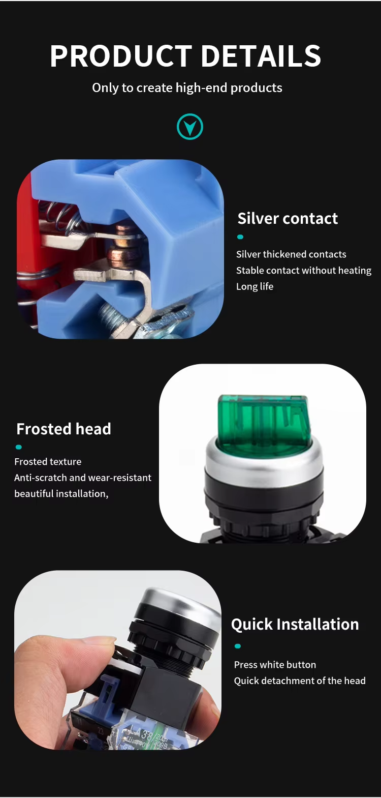 3 gear momentary and latching Rotary switch knob switch key with LED knobs and switches