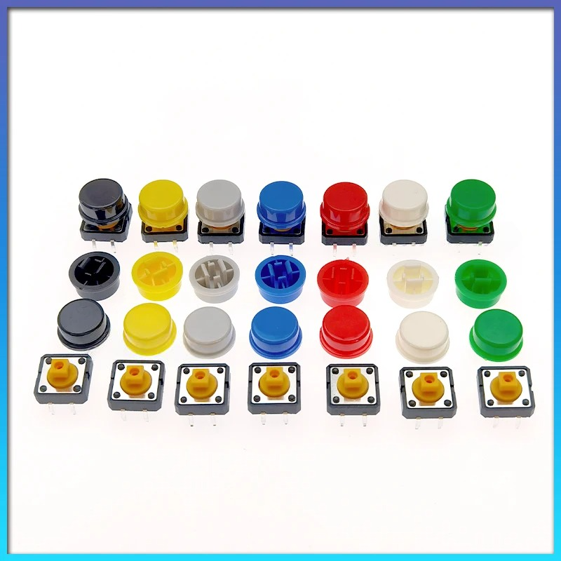 10~50pcs B3F-4055 12*12*7.3mm Tactile Switches Push Button Tact Switch + A24 Color Hat Tact Touch Micro Switch Cap