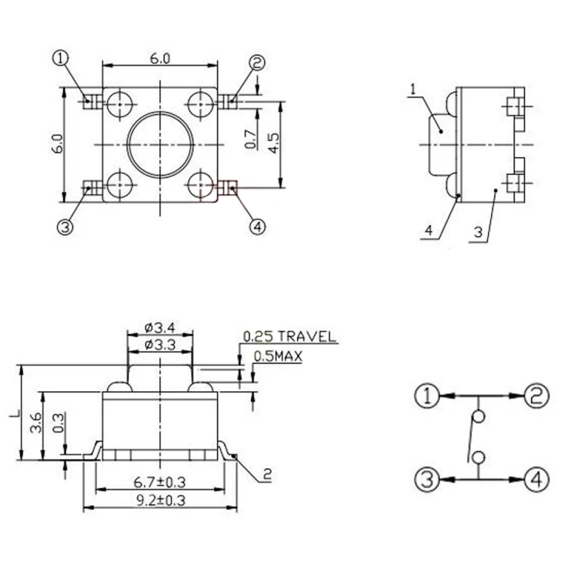 100 PCS 10 Models 6*6 Tact Switch Tactile Push Button Switch Kit Height: 4.1 5~12MM DIP 4P Micro Switch 6x6 Key Switch