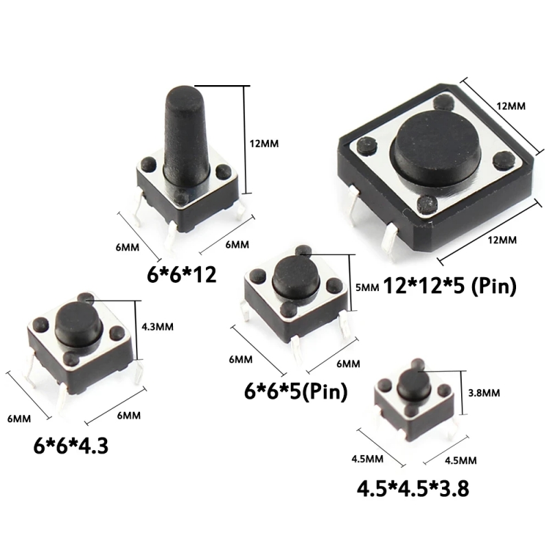 125pcs Tactile Switch/Micro Switch /Push Buttons Switches 25 Types Assorted Kit 2*4/3*6/4*4/6*6