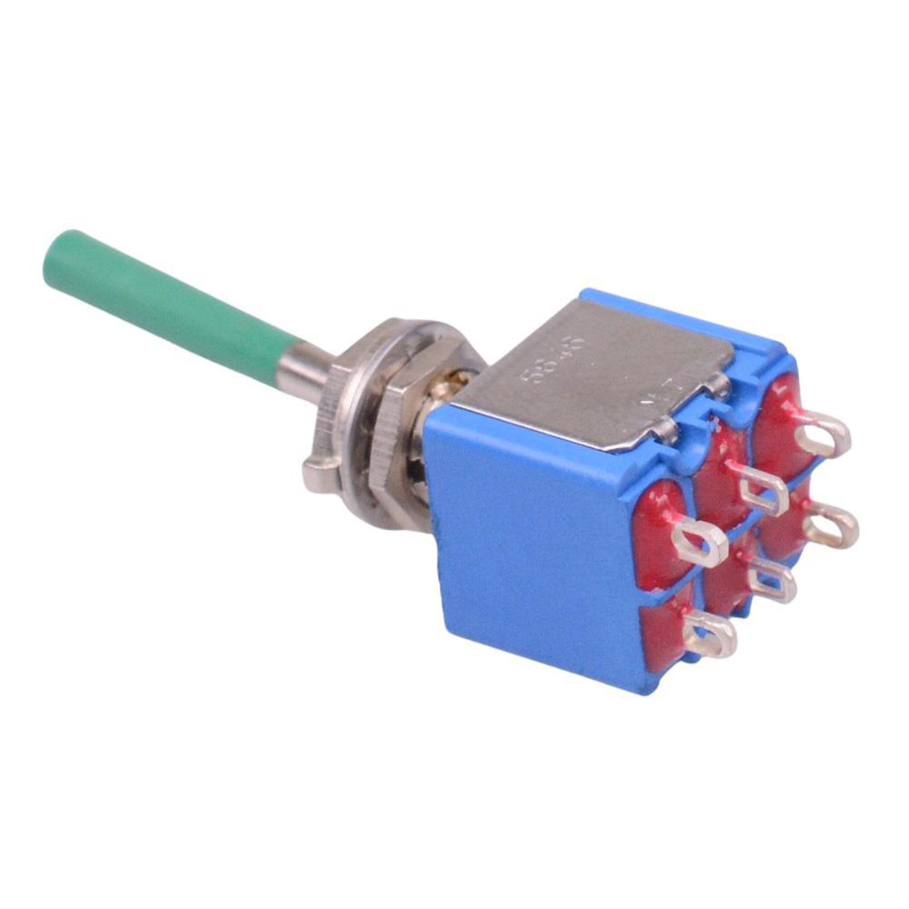 5646AB-21+U643 Green Long Lever On-On Miniature Toggle Switch DPDT