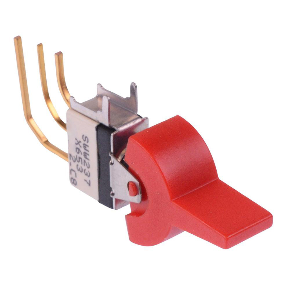 SWW237CD6X653 Red Paddle (On)-Off-(On) Momentary Washable PCB Miniature Toggle Switch SPDT 0.4A 20V