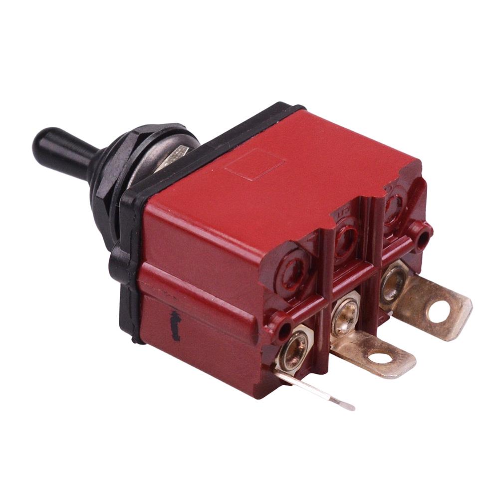 3637NF/2G (On)-Off-(On) Momentary Sealed 12mm Black Toggle Switch DPDT IP67 12A 28VDC