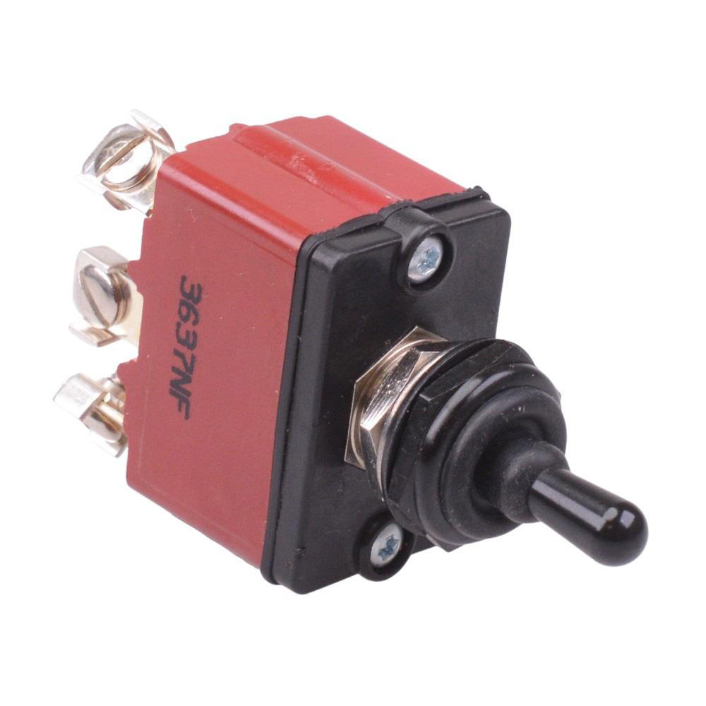 3637NFG (On)-Off-(On) Momentary Sealed 12mm Black Toggle Switch DPDT IP67 12A 28VDC