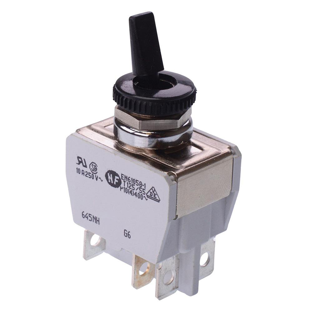 645NH/2 On-(On) Momentary 12mm Toggle Switch DPDT 15A