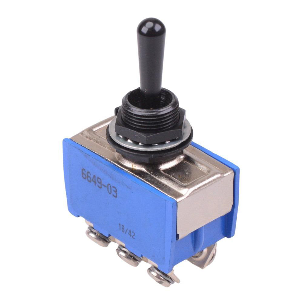 6649-03 Black On-Off-On 12mm Toggle Switch DPDT 6.5A