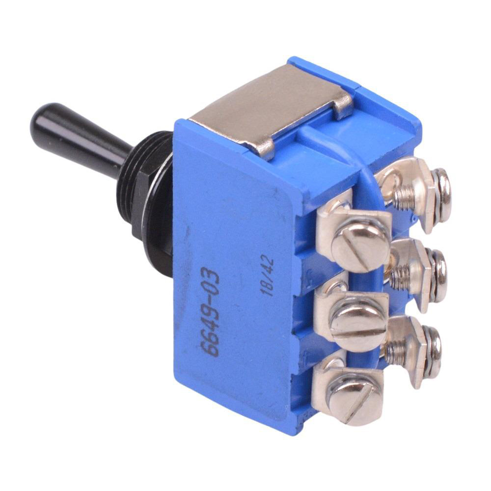 6649-03 Black On-Off-On 12mm Toggle Switch DPDT 6.5A