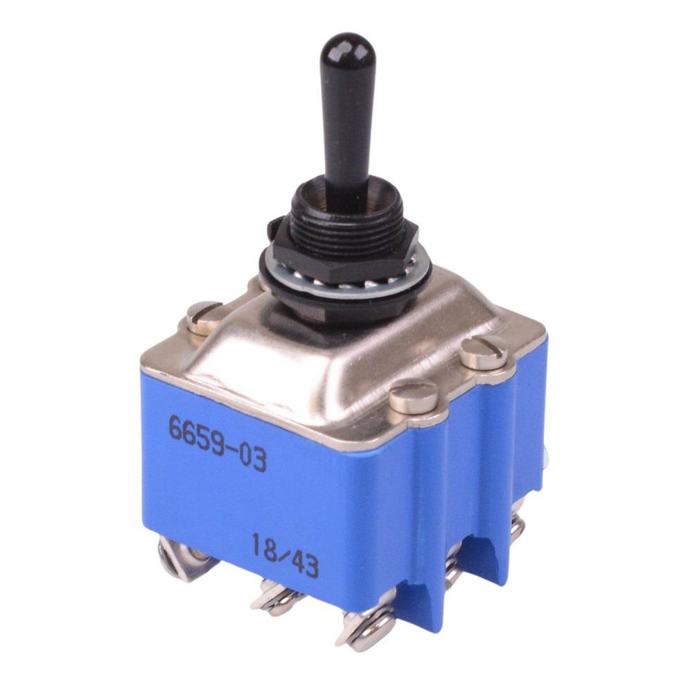 6659-03 Black On-Off-On 12mm Toggle Switch 3PDT 6.5A