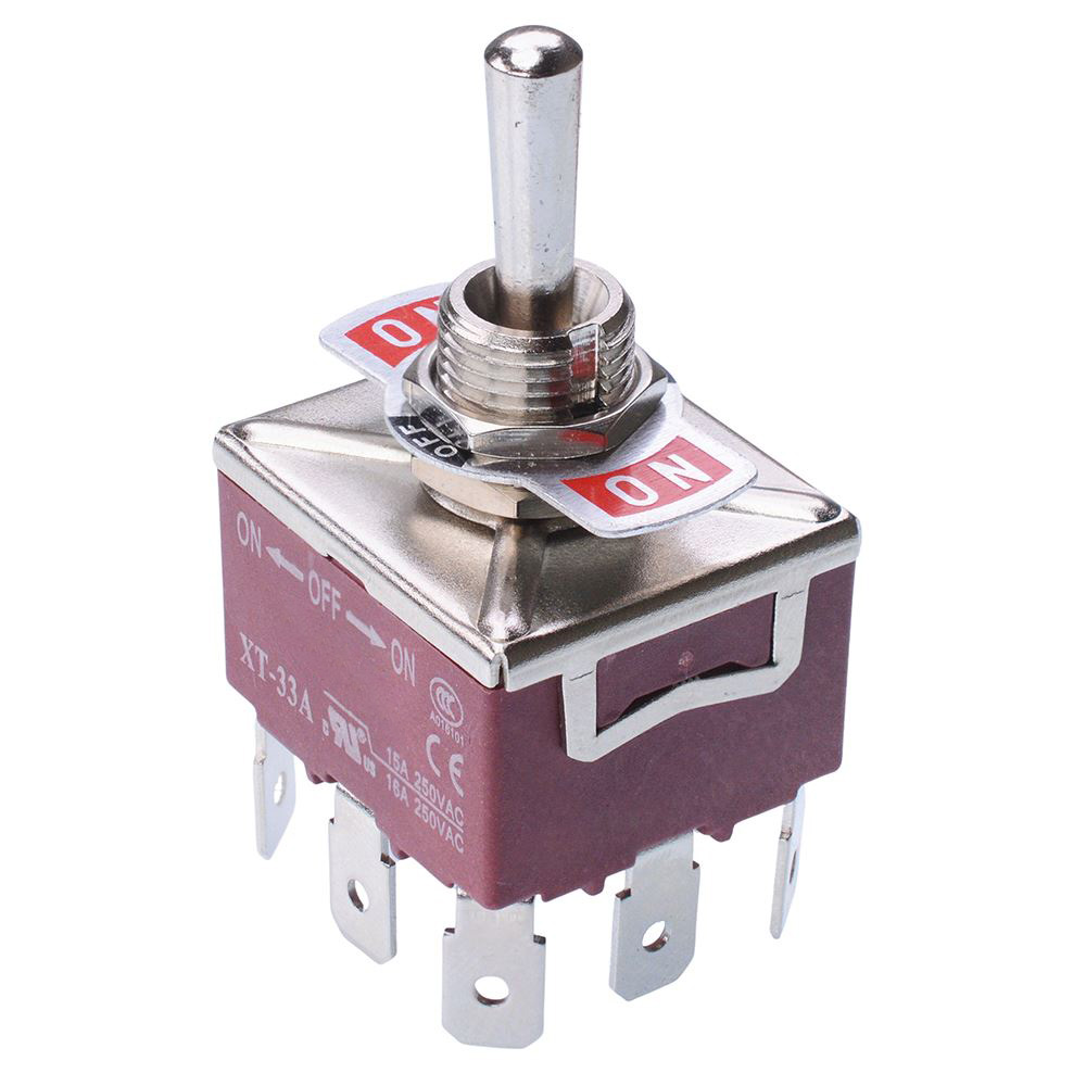 On-Off-On 3PDT Toggle Switch 250V AC 15A