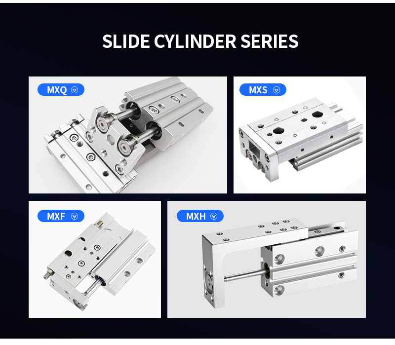 High Quality Low Profile Anti Corrosion Air Double Acting MXF Slide Pneumatic Cylinder